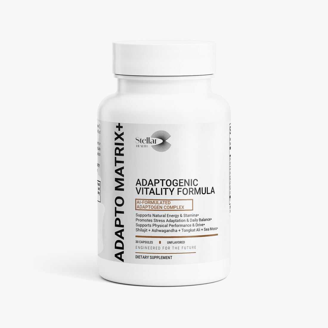Adaptogen Matrix+ supplement bottle — Stellar Health Labs.