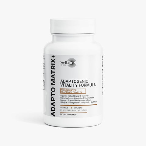 Adaptogen Matrix+ supplement bottle — Stellar Health Labs.