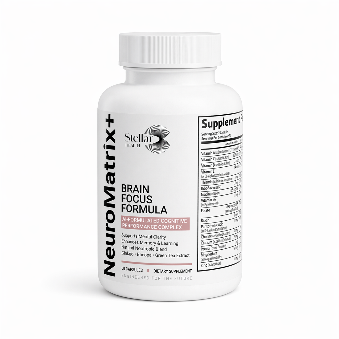 Brain & Focus Formula supplement bottle - Stellar Health Labs