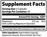 Magnesium Glycinate Supplement Facts panel — Stellar Health Labs