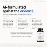 Shilajit Matrix+ — infographic on how each active was screened against published clinical research, shown with the product bottle.