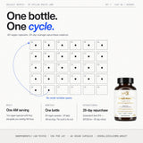 Shilajit Matrix+ — 60-capsule, 30-day cycle chart showing a 26-day repurchase cadence, shown with the product bottle.